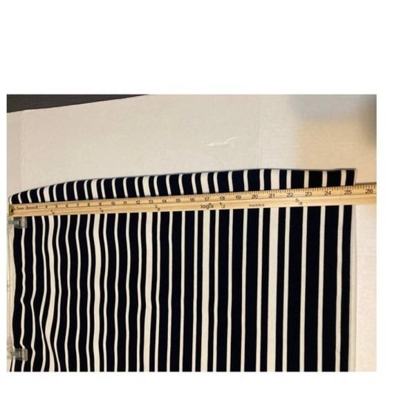 LOFT Women's Pencil Skirt Navy White Stripe Elastic Waist Business Casual Medium - Picture 5 of 8